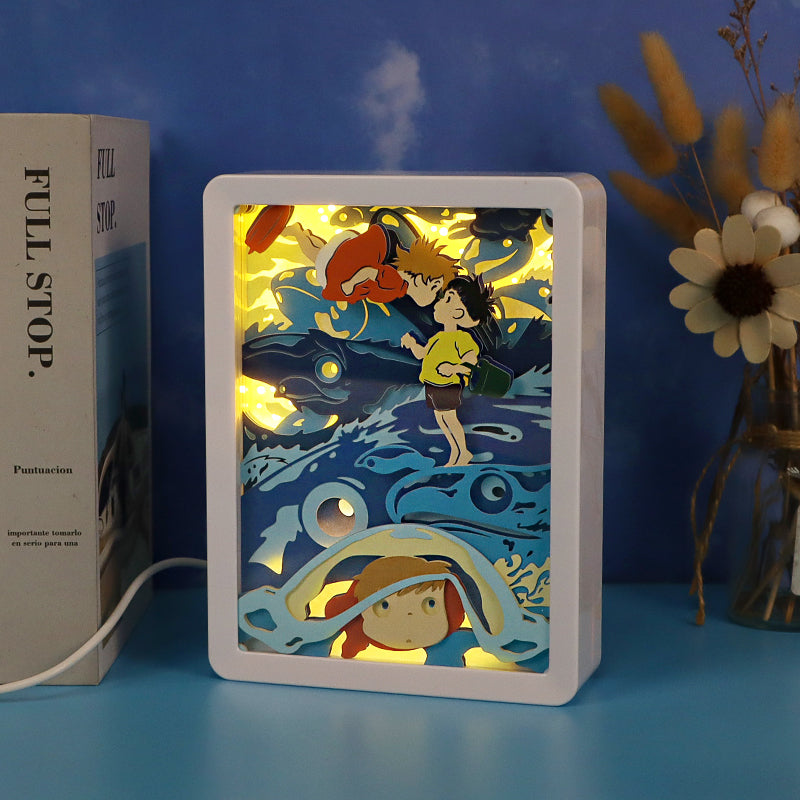 Ponyo Cute Anime Light Box Paper Craving Lamp
