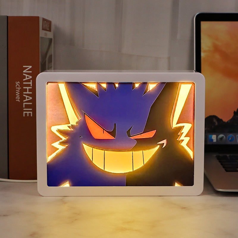 Pokemon Gengar Night Gate Anime Light Box Paper Craving Lamp