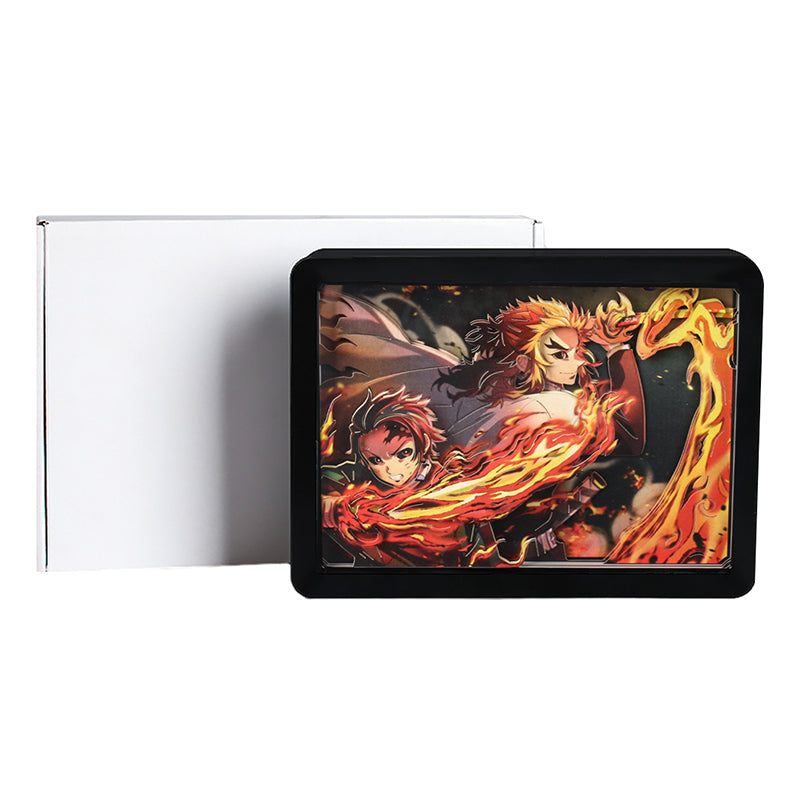Demon Slayer on X Anime Light Box Paper Craving Lamp(Black Shadow Box Frame)