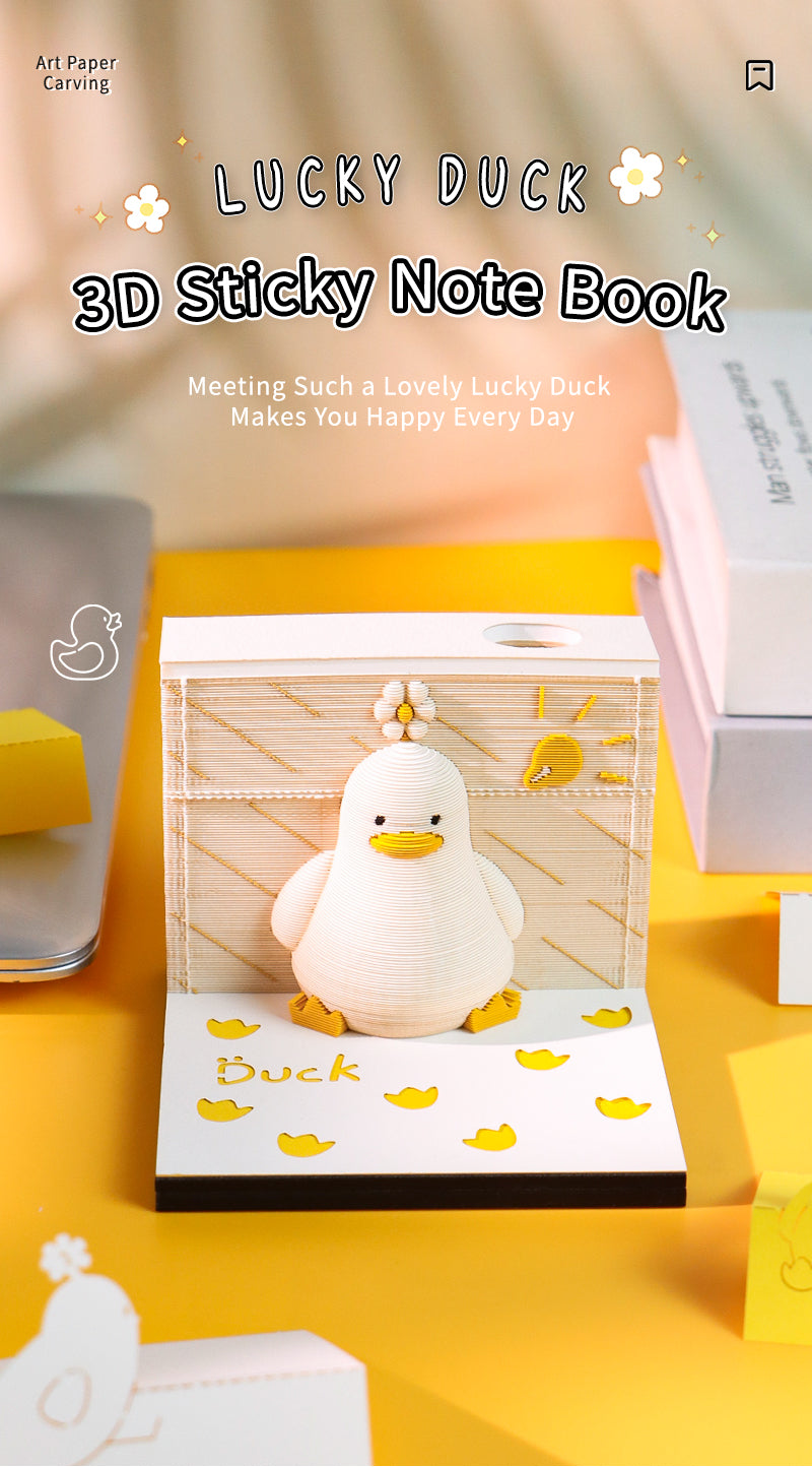 Cute Lucky Duck 3D Memo Pad