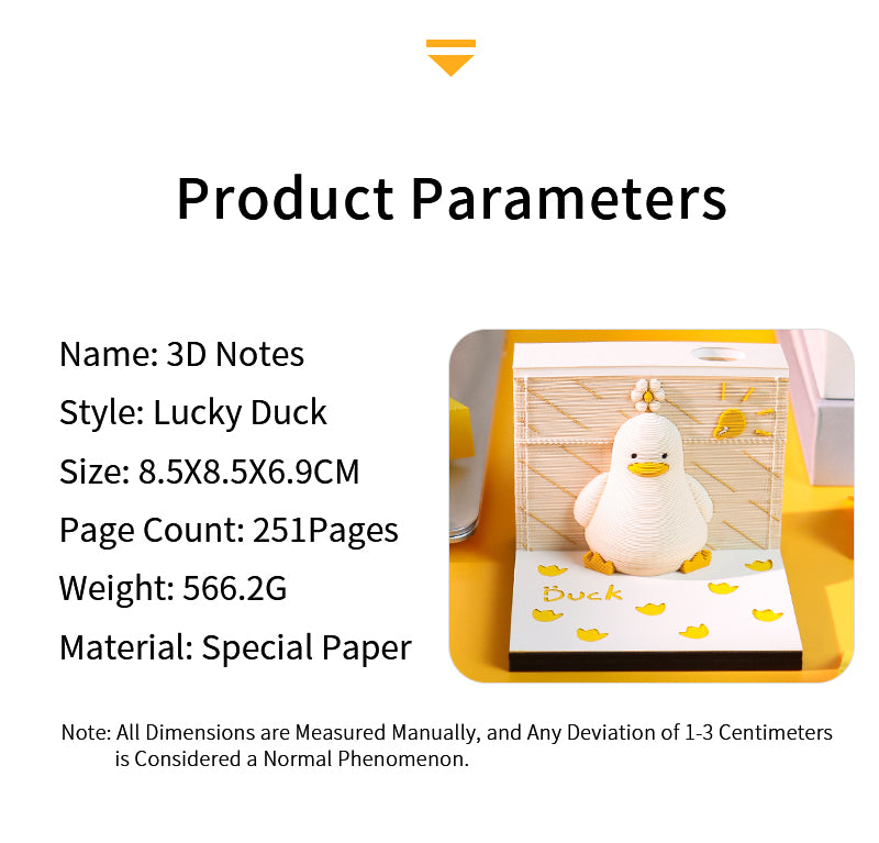 Cute Lucky Duck 3D Memo Pad