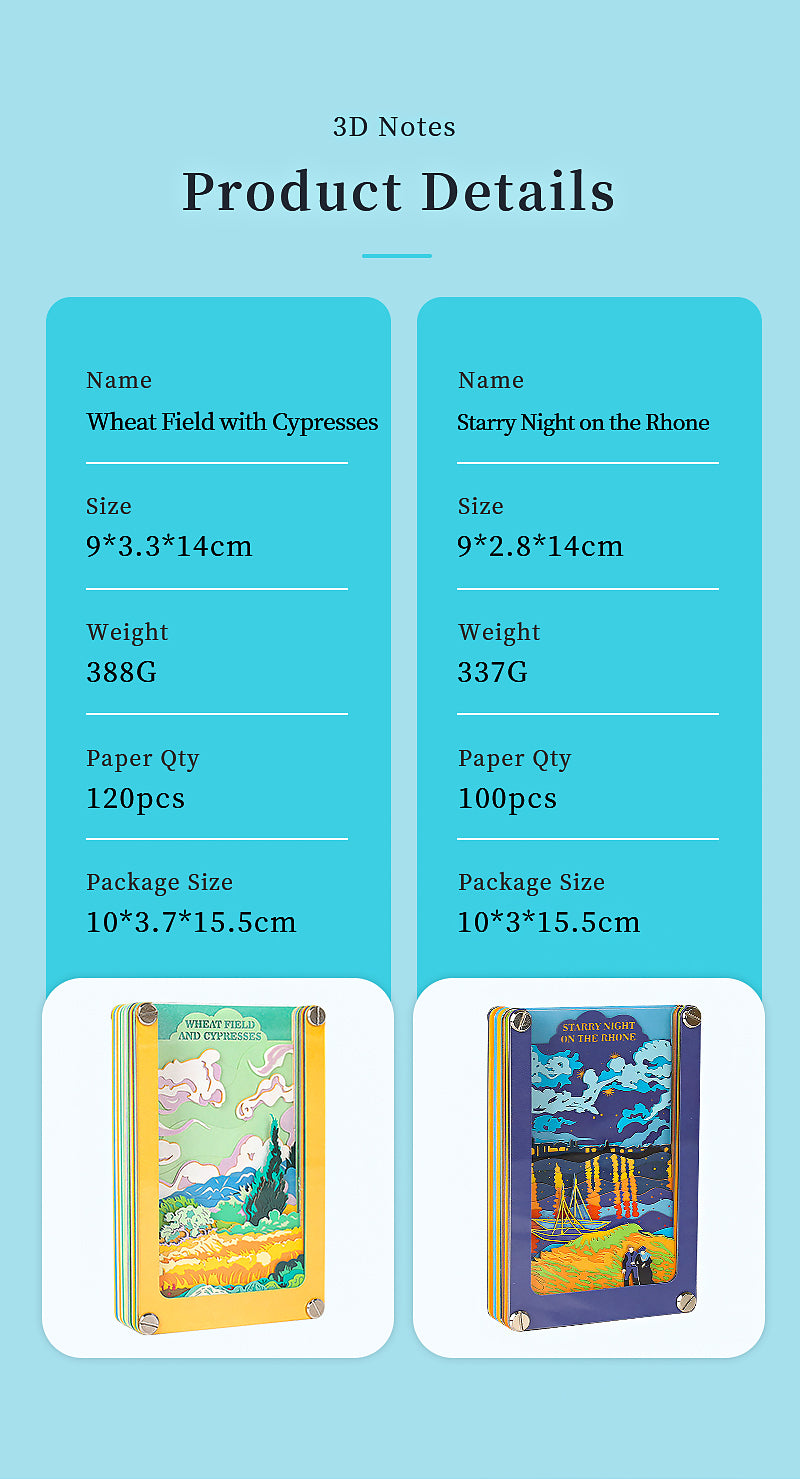 Wheat Field and Cypress 2D Memo Pad
