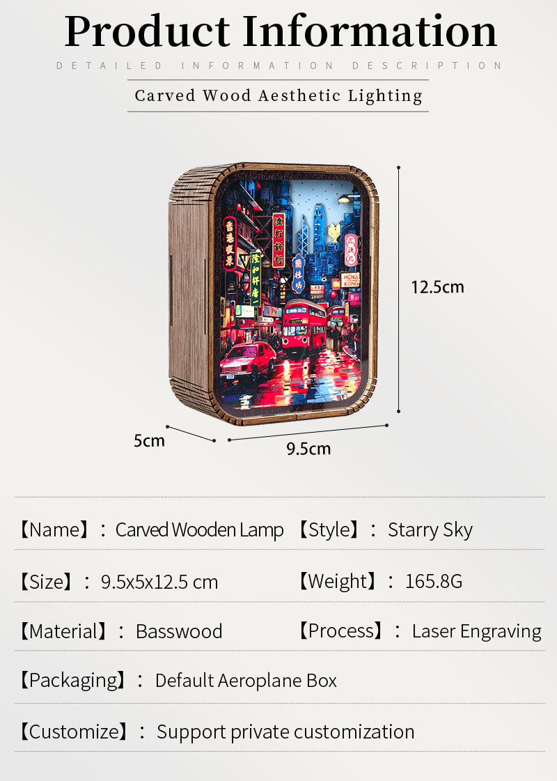 Hong Kong night wooden carving lamp