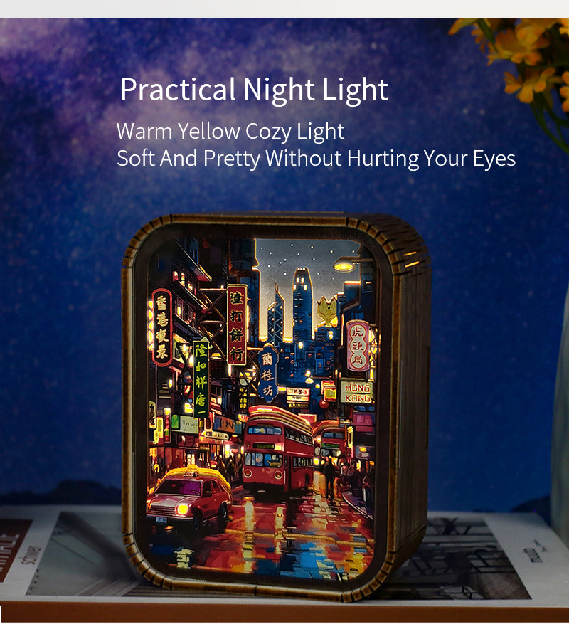 Hong Kong night wooden carving lamp