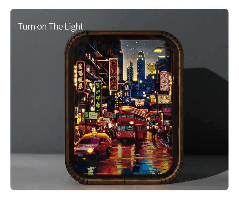 Hong Kong night wooden carving lamp