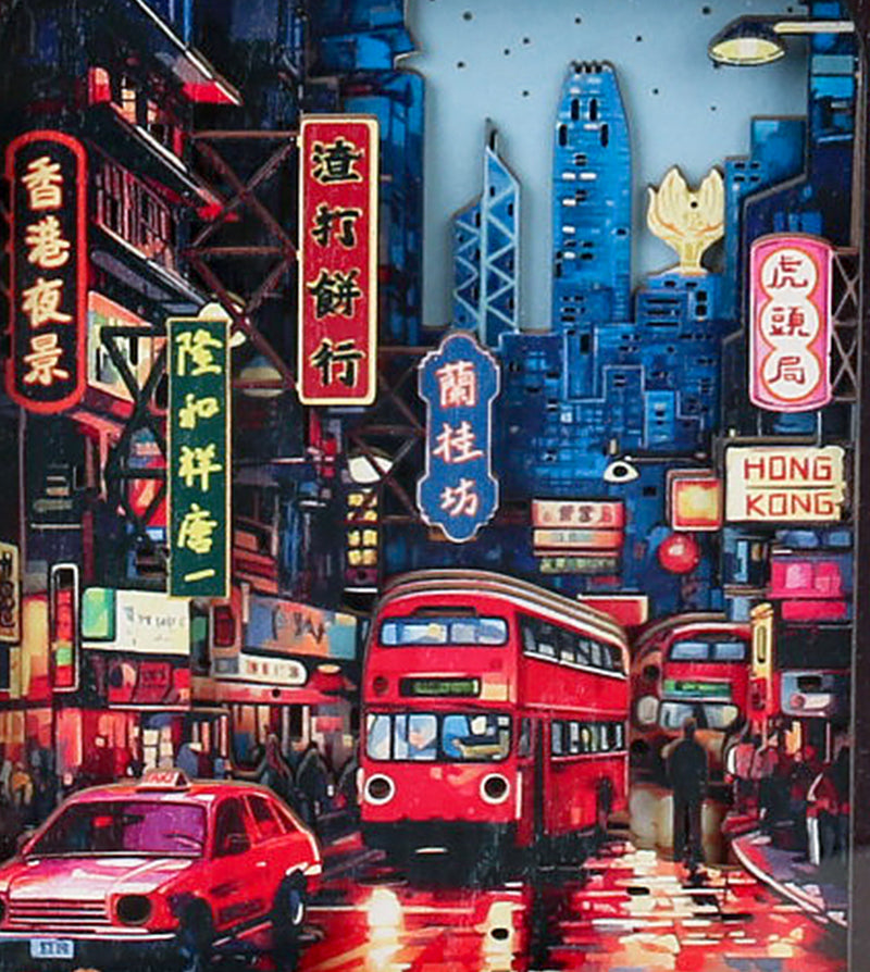 Hong Kong night wooden carving lamp