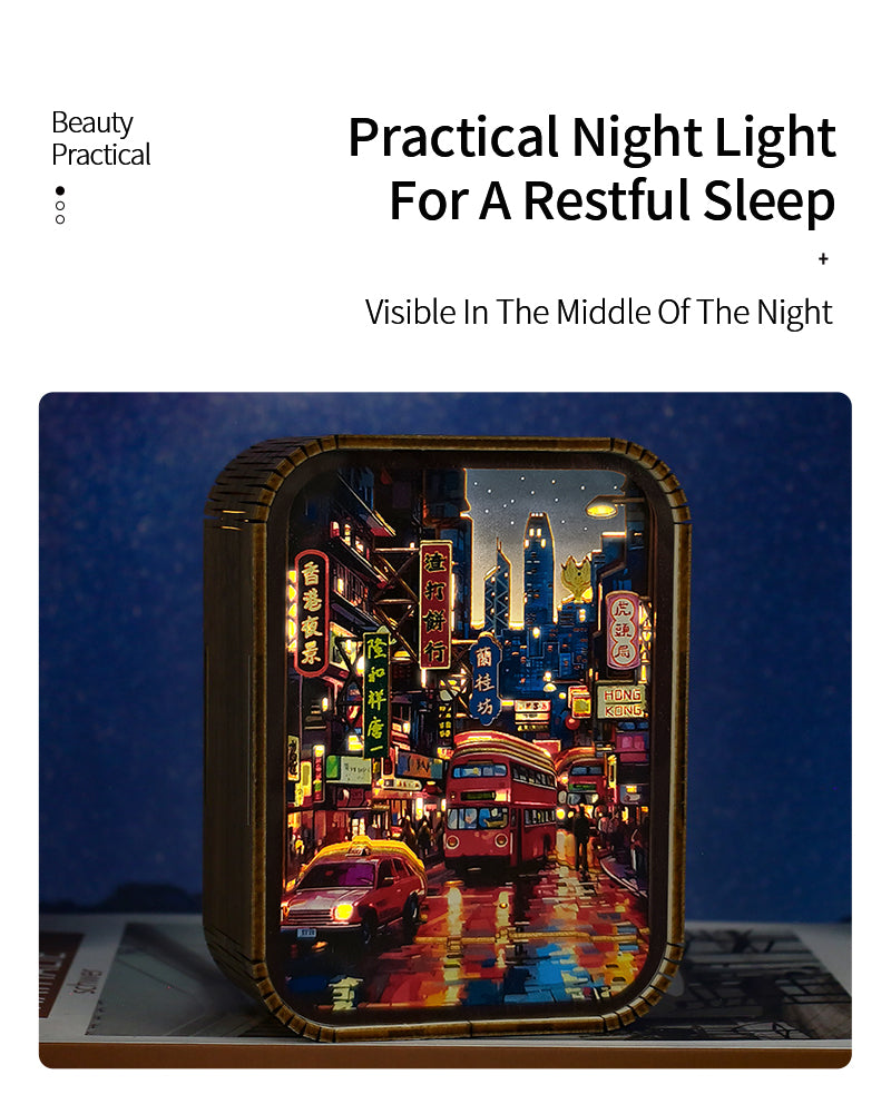 Hong Kong night wooden carving lamp