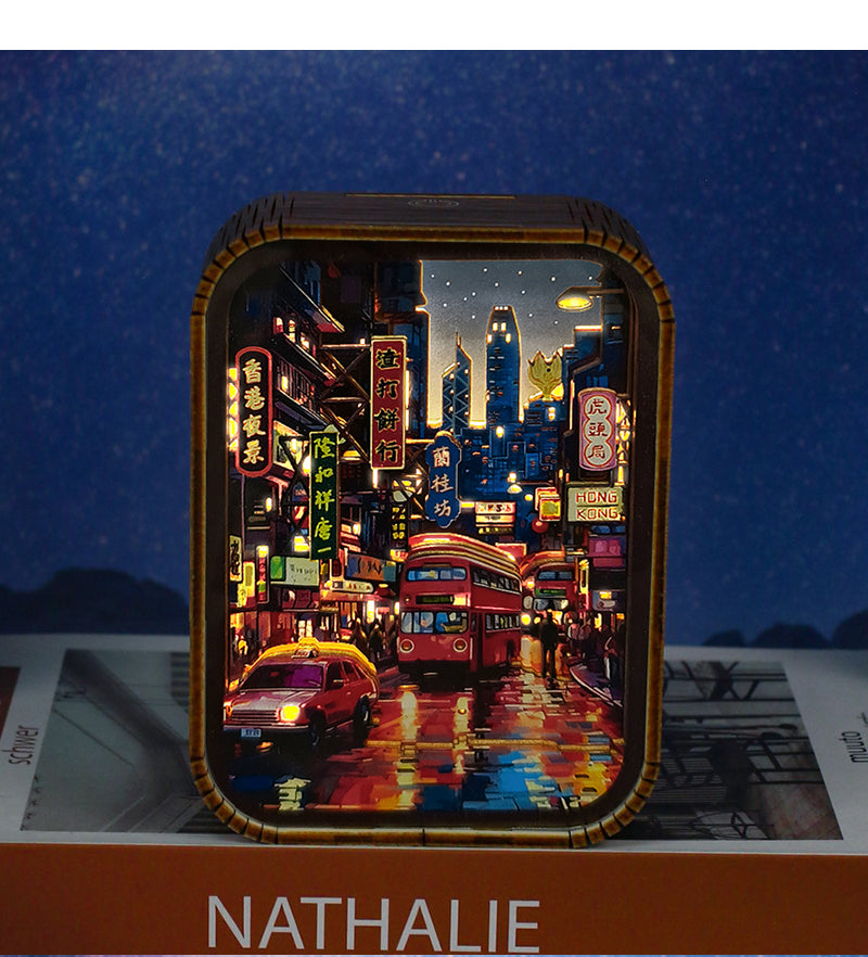 Hong Kong night wooden carving lamp