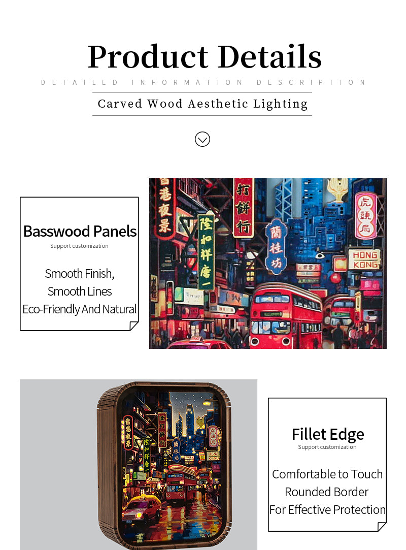 Hong Kong night wooden carving lamp