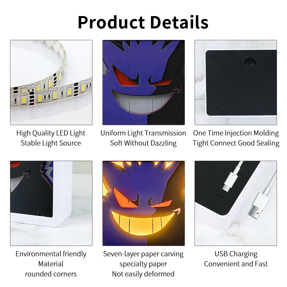 Pokemon Gengar Night Gate Anime Light Box Paper Craving Lamp