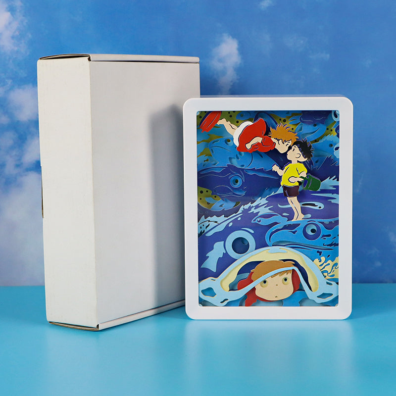 Ponyo Cute Anime Light Box Paper Craving Lamp