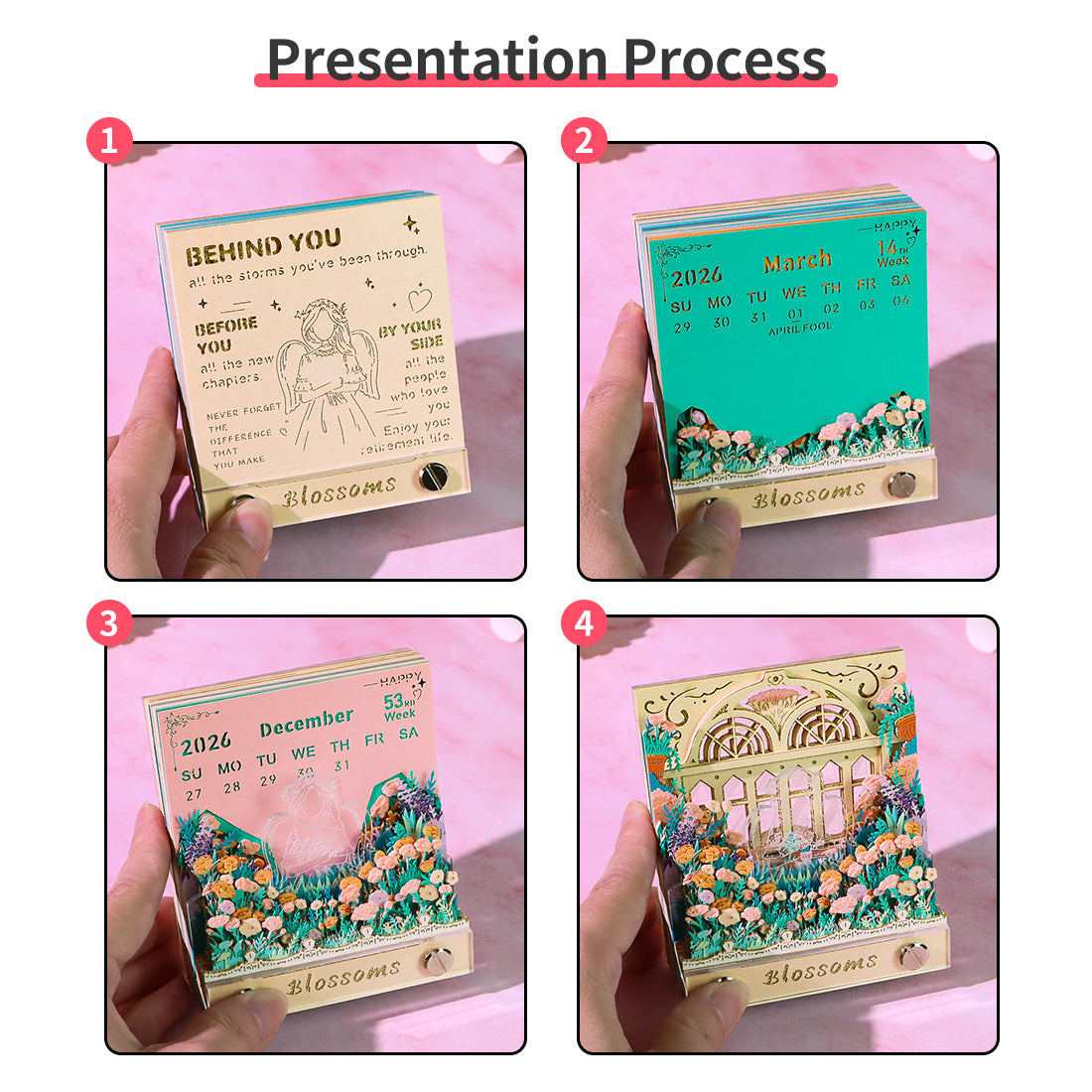 Carnation Flower Blossoms 3D Memo Pad(3D Calendar 2026)