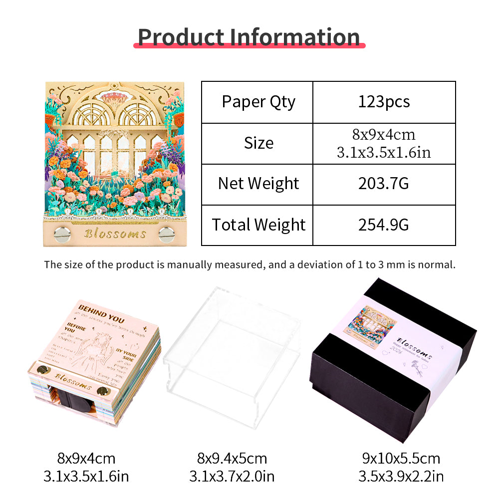 Carnation Flower Blossoms 3D Memo Pad(3D Calendar 2026)