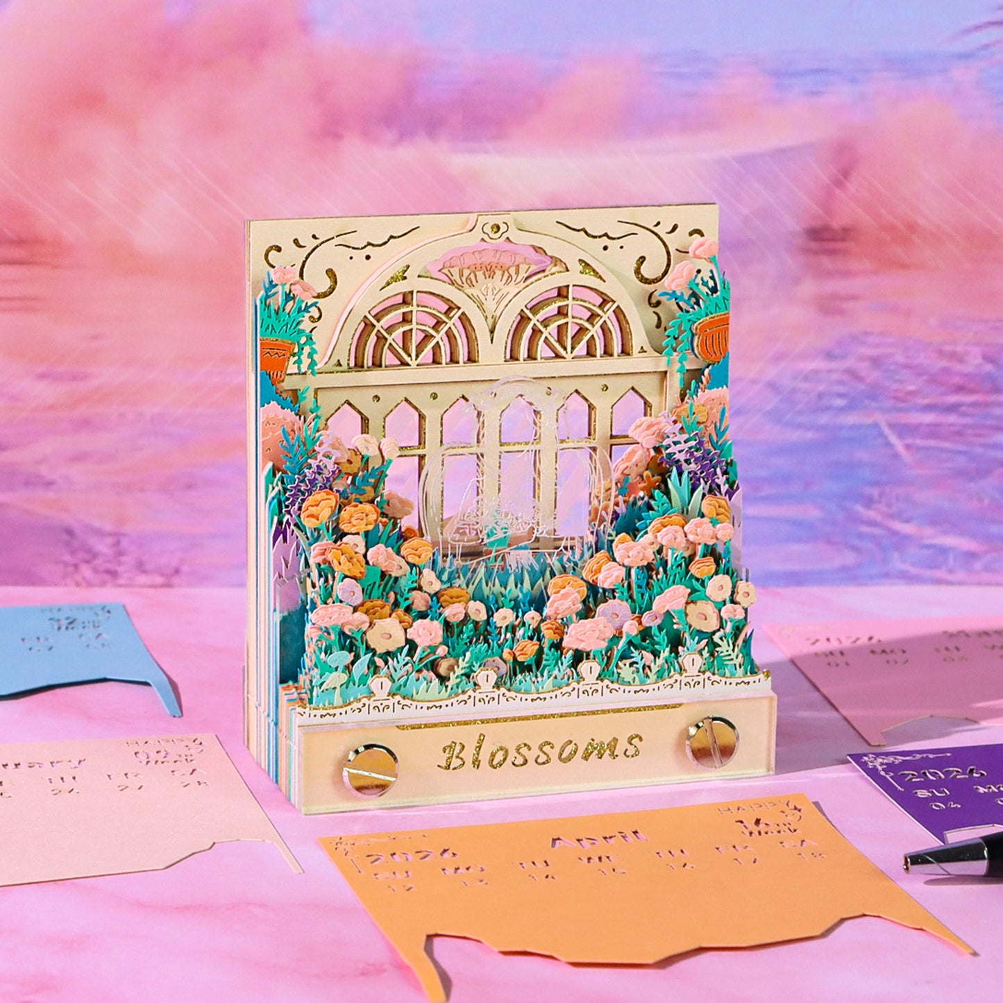 Carnation Flower Blossoms 3D Memo Pad(3D Calendar 2026)