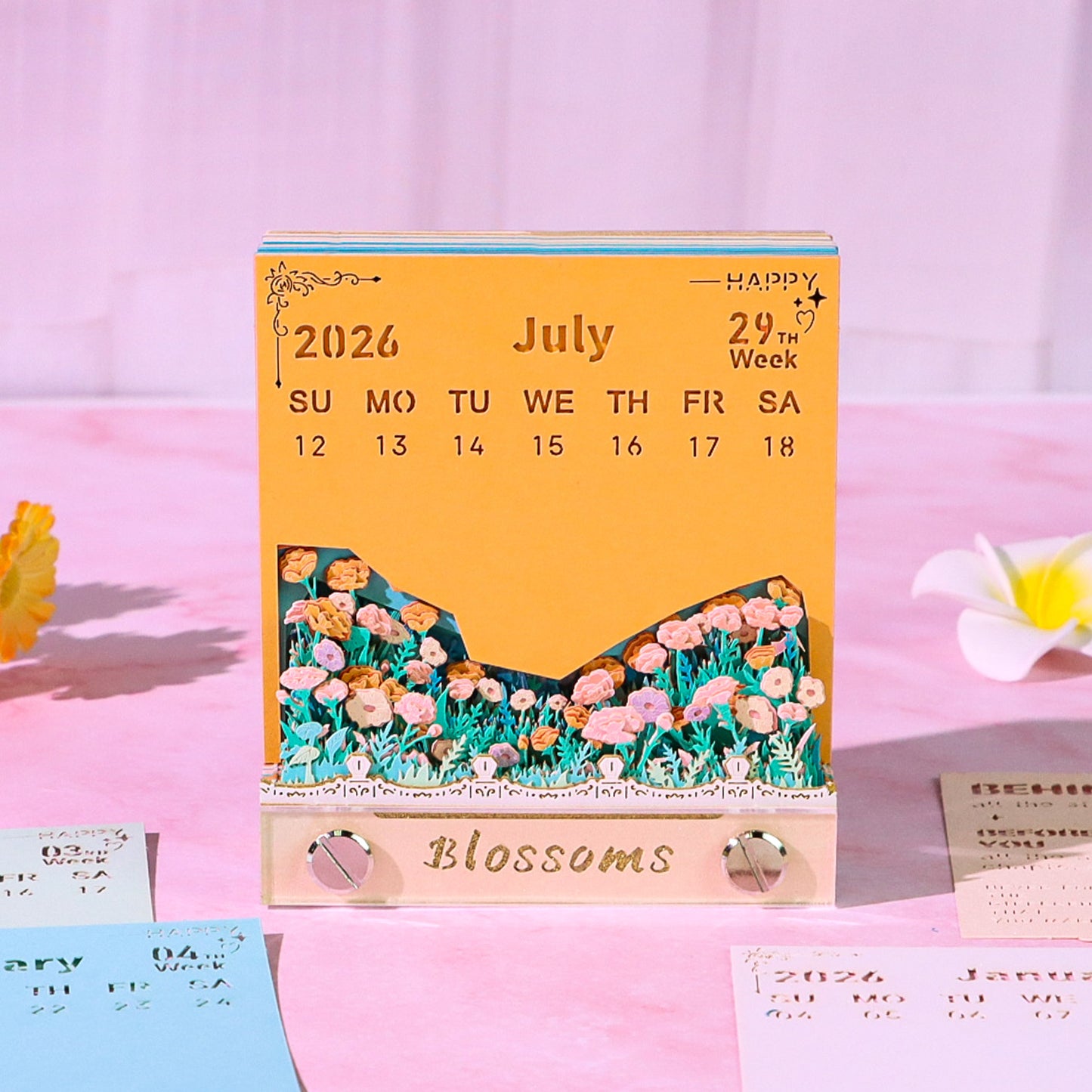 Carnation Flower Blossoms 3D Memo Pad(3D Calendar 2026)