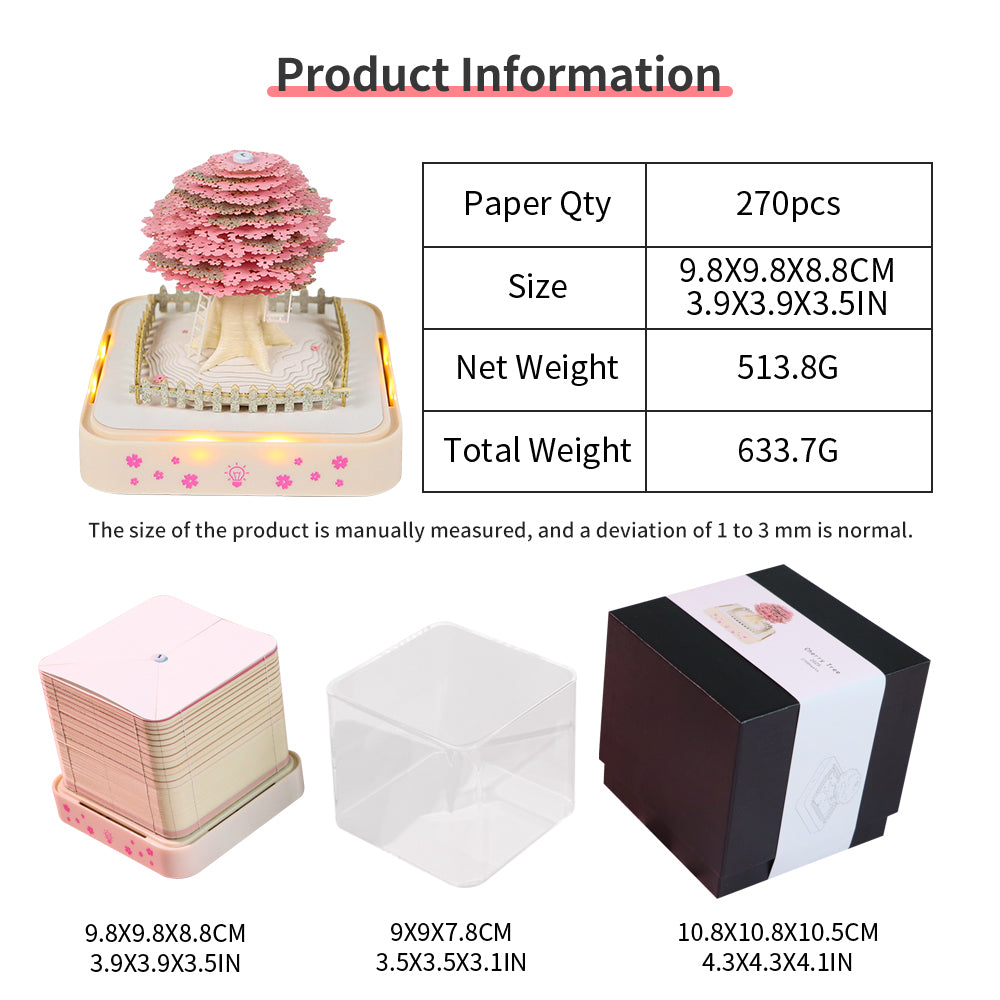 Sakura Tree 3D Model Hand Torn Memo Pad With Daily Calendar 2026