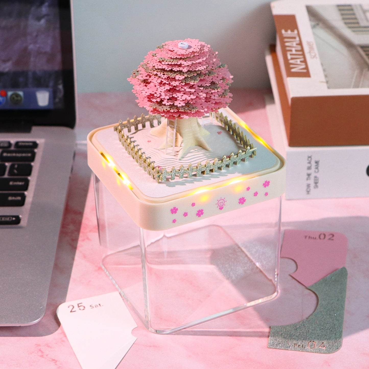 Sakura Tree 3D Model Hand Torn Memo Pad With Daily Calendar 2026