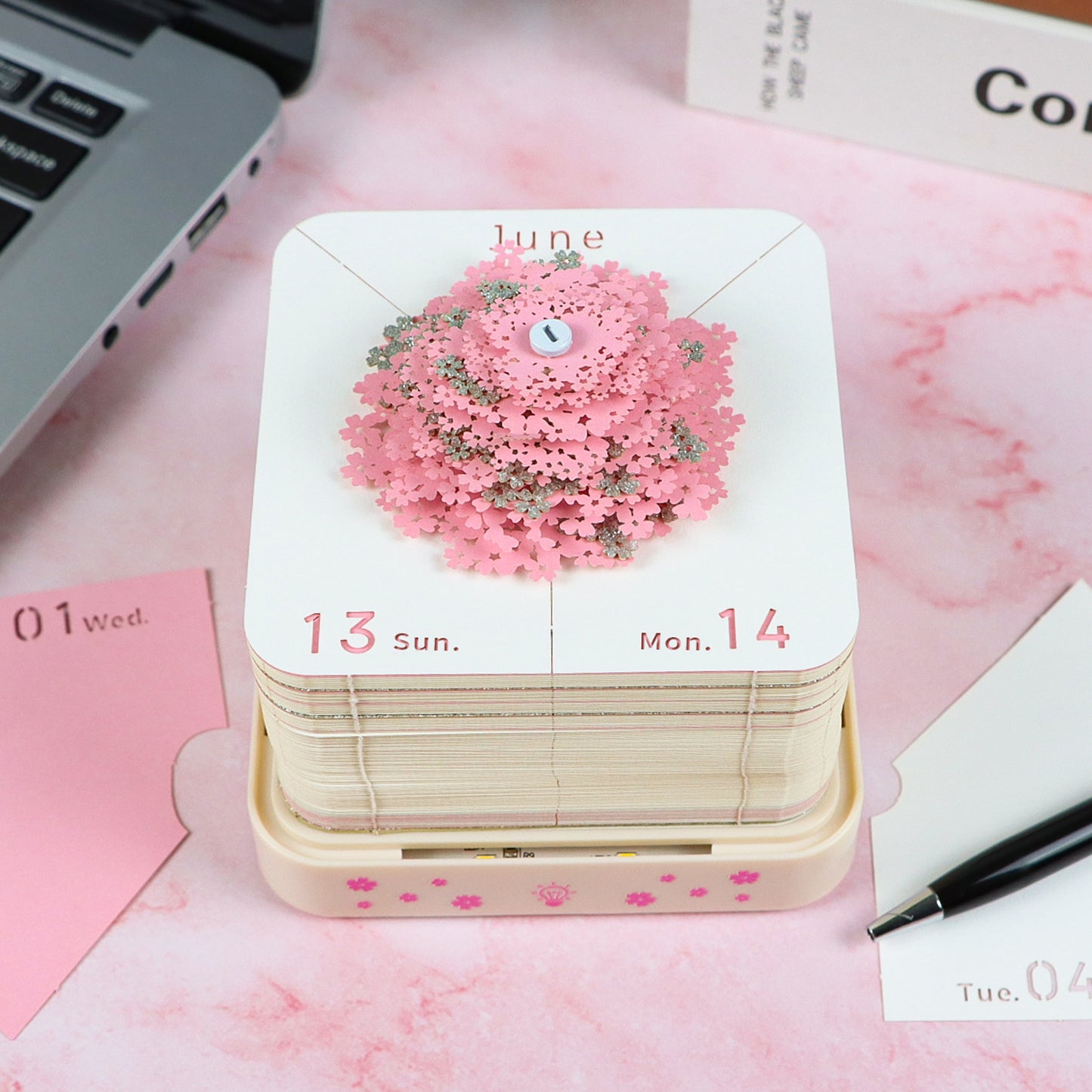 Sakura Tree 3D Model Hand Torn Memo Pad With Daily Calendar 2026