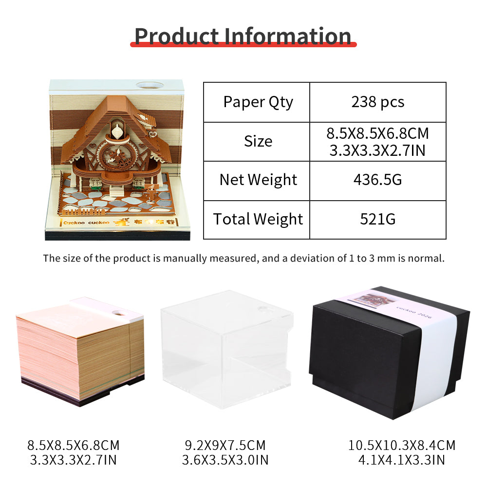 Cuckoo 3D Model Hand Torn Memo Pad With Weekly Calendar 2026