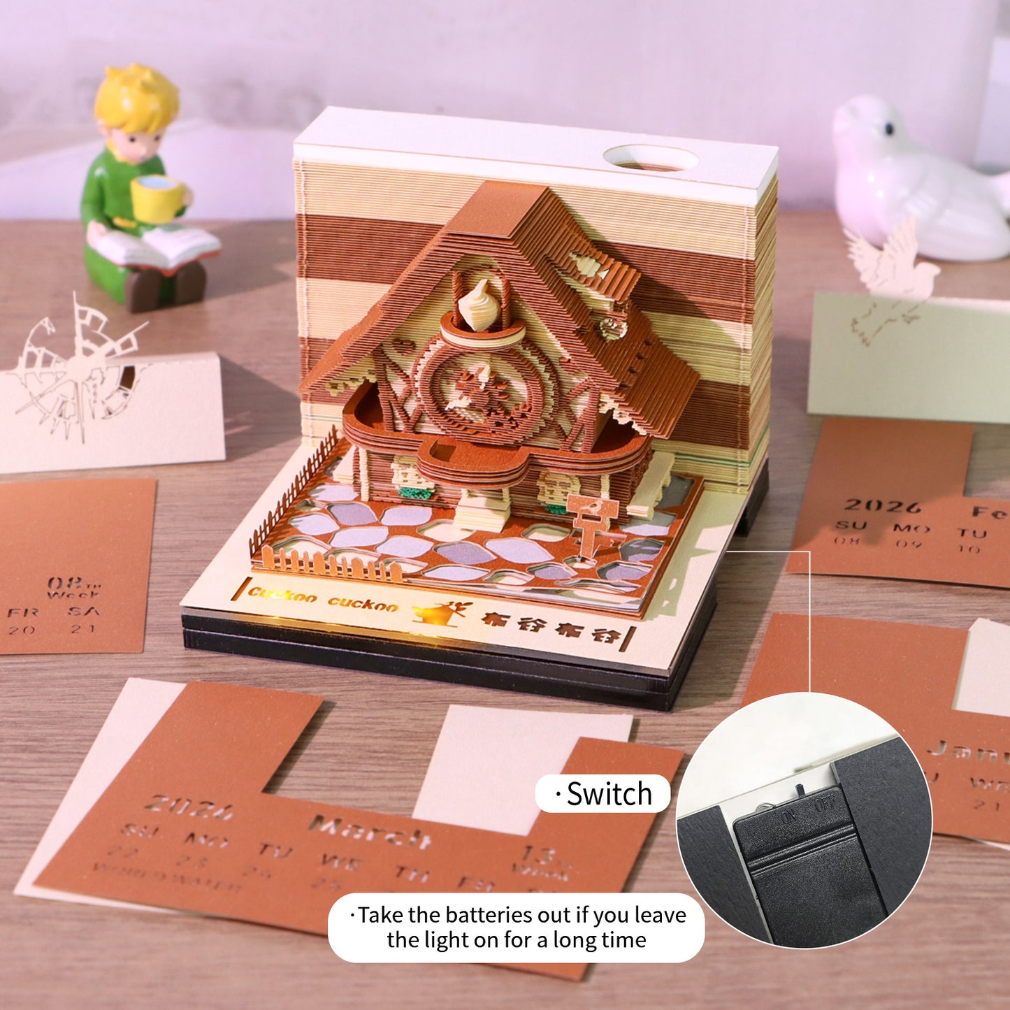 Cuckoo 3D Model Hand Torn Memo Pad With Weekly Calendar 2026