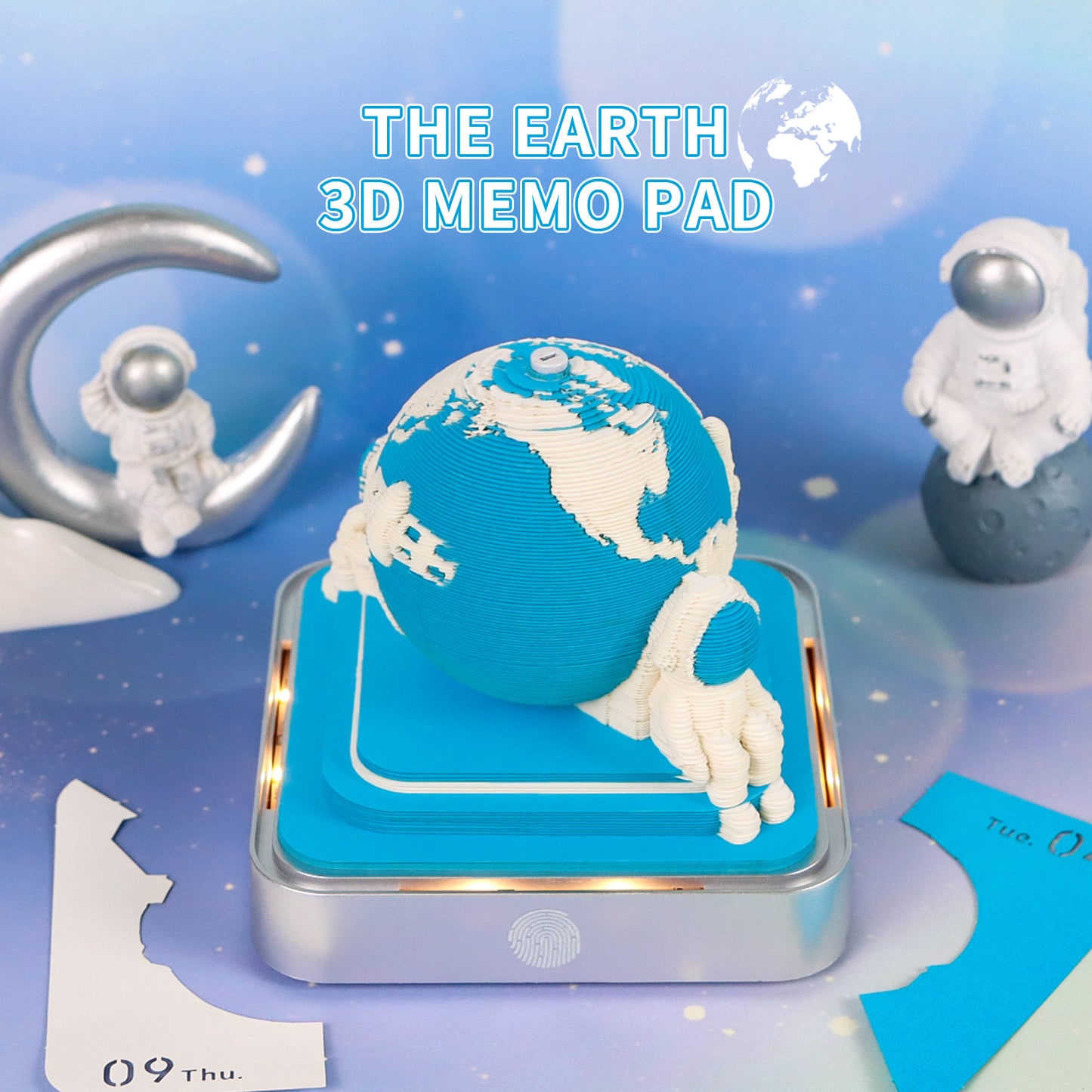 Earth Model Hand Torn Memo Pad 3D Calendar (Silver Base)