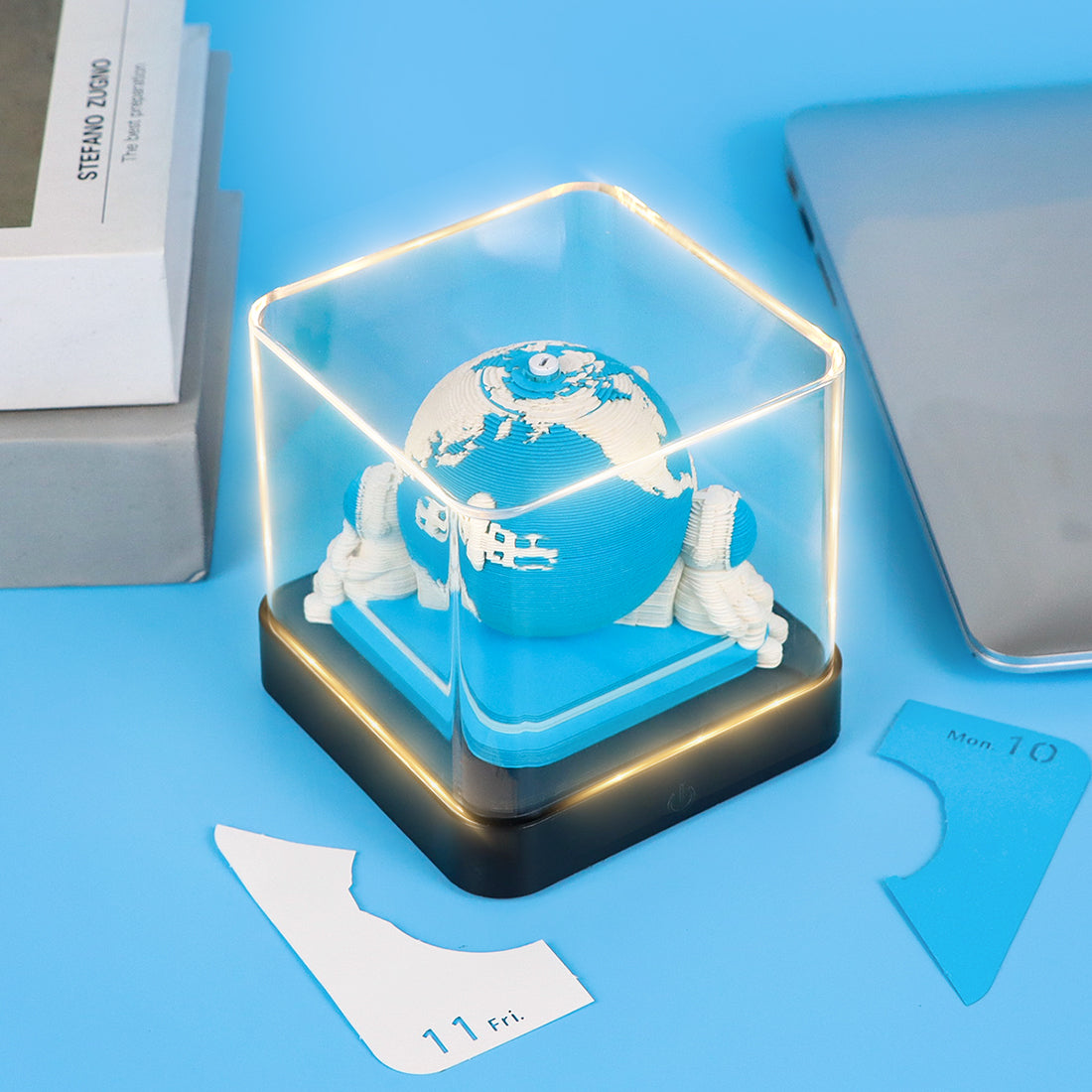 Earth Model Hand Torn Memo Pad 3D Calendar (Black Base)