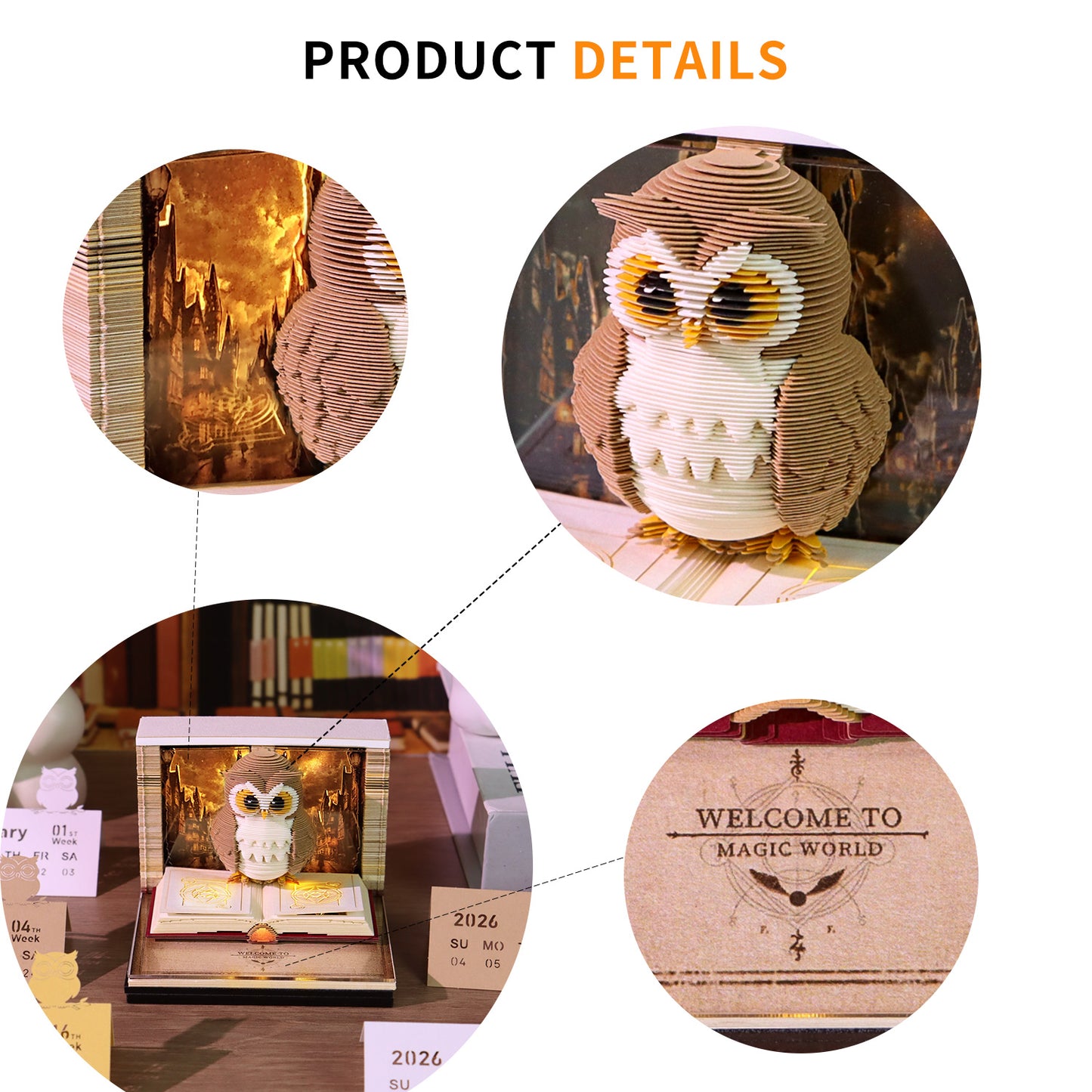 Magic OWL 3D Model Hand Torn Memo Pad With Weekly Calendar 2026