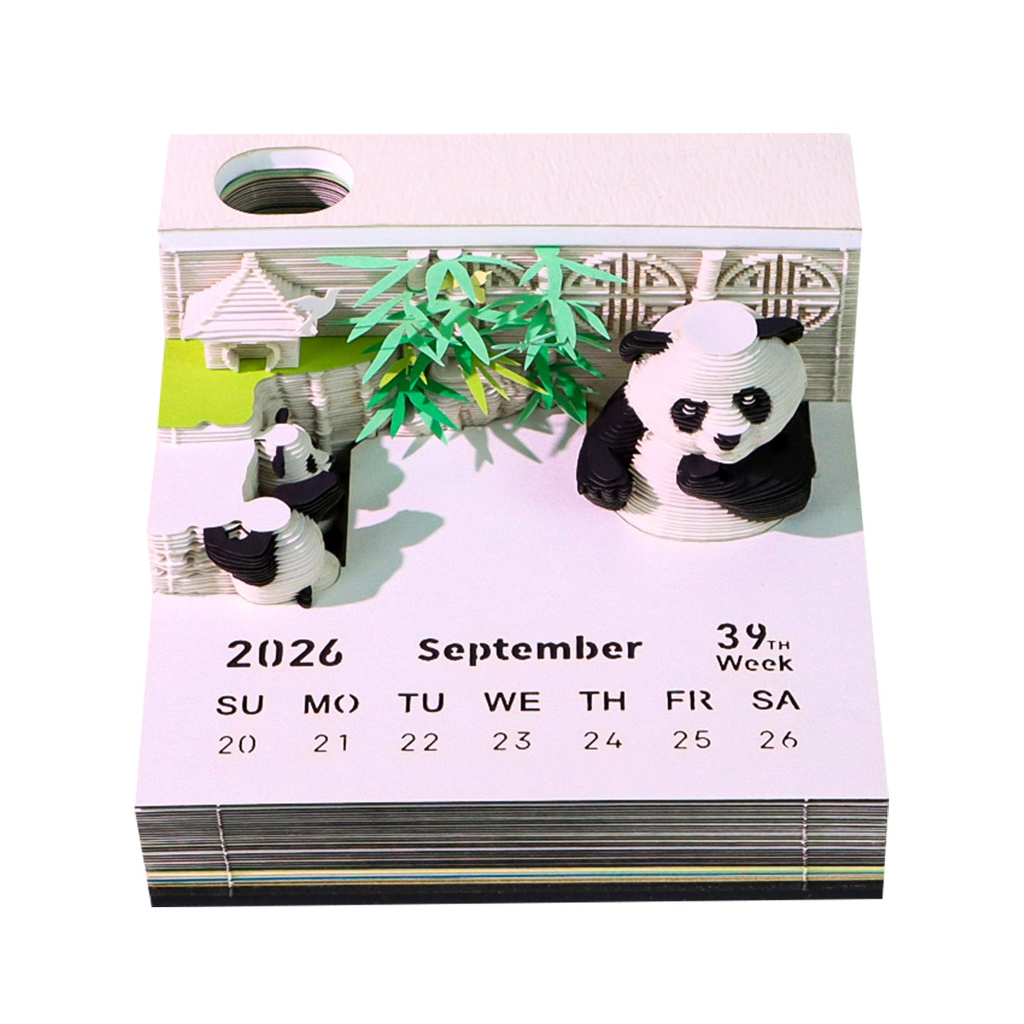 Cute Kung Fu Panda 3D Model Hand Torn Memo Pad With Weekly Calendar 2026