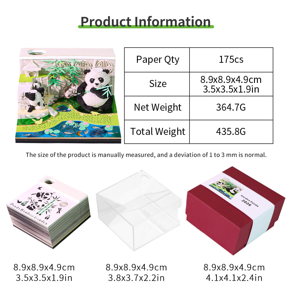 Cute Kung Fu Panda 3D Model Hand Torn Memo Pad With Weekly Calendar 2026