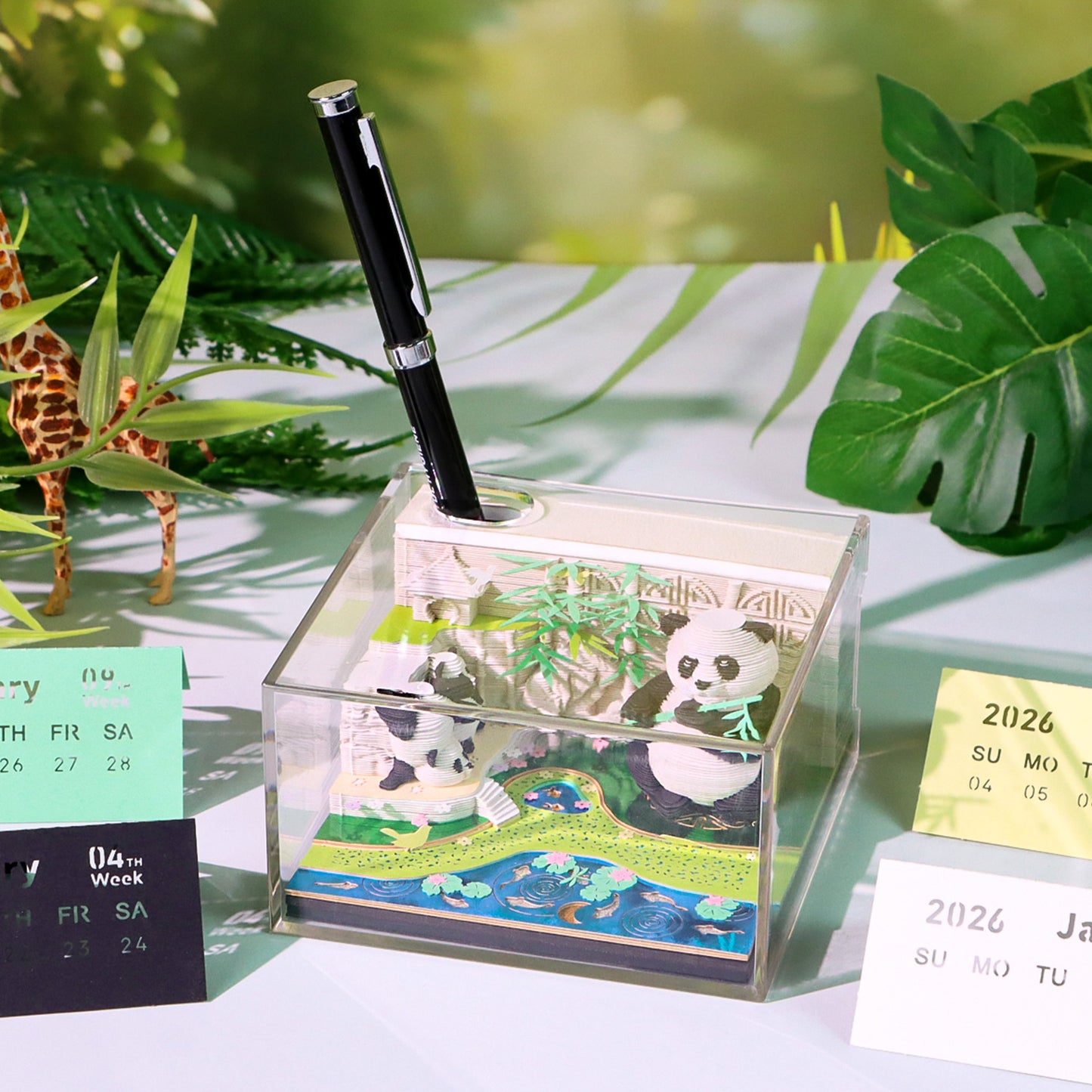 Cute Kung Fu Panda 3D Model Hand Torn Memo Pad With Weekly Calendar 2026