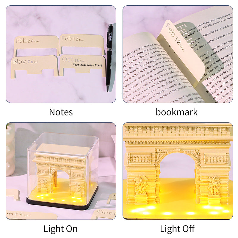 Arc de Triomphe Model Hand Torn 3D Memo Pad 3D Calendar