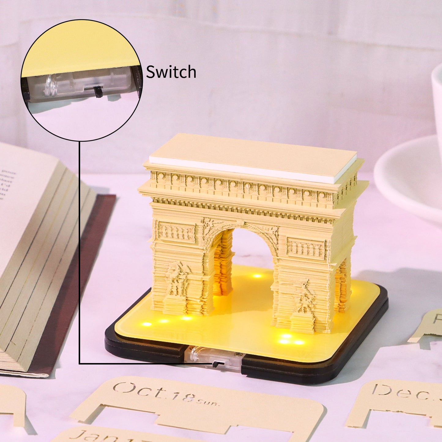 Arc de Triomphe Model Hand Torn 3D Memo Pad 3D Calendar