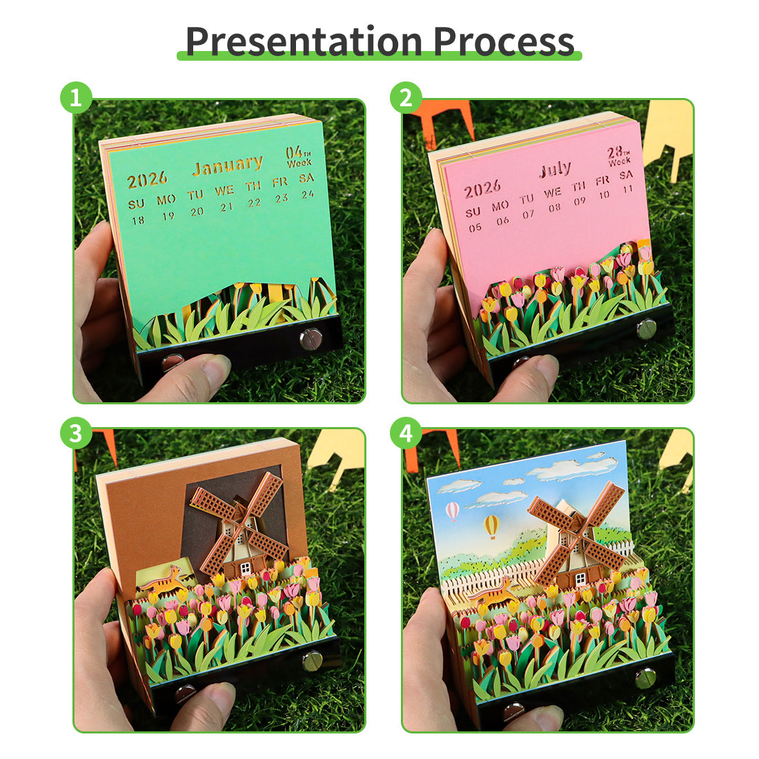 Windmill and Flowers 3D Memo Pad(3D Calendar 2026)