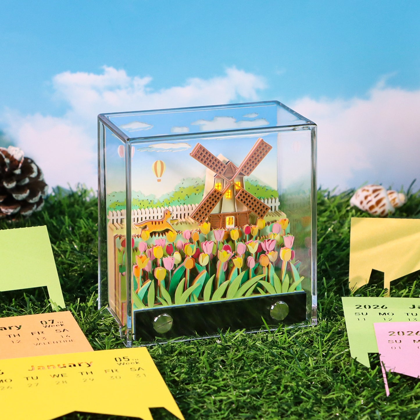Windmill and Flowers 3D Memo Pad(3D Calendar 2026)