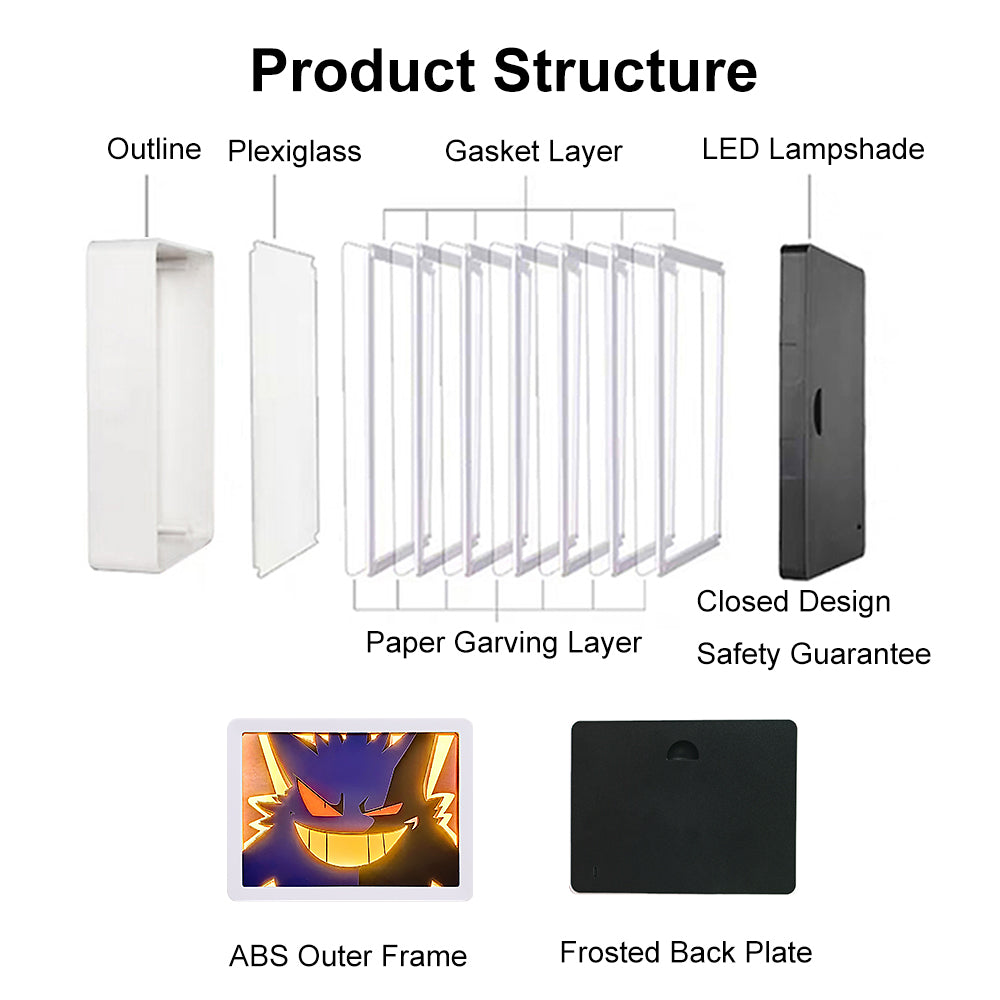Pokemon Gengar Night Gate Anime Light Box Paper Craving Lamp