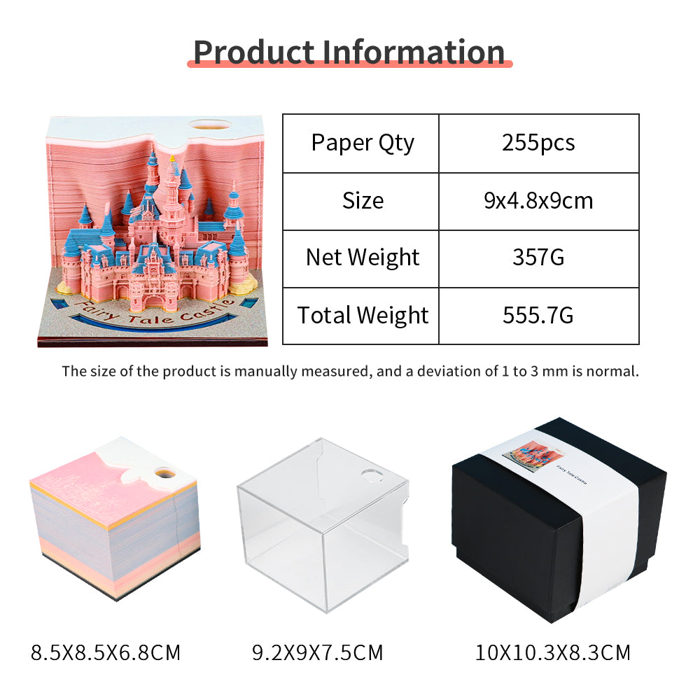 2025 hot selling Fairy tale castle 3D memo pad