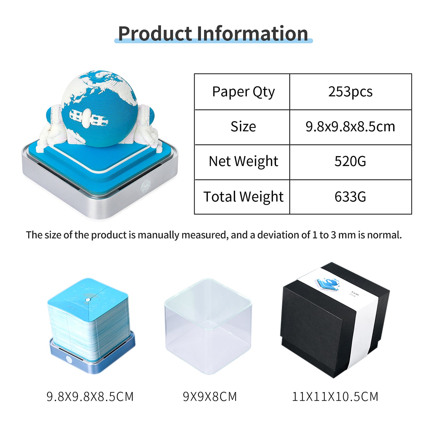 2024/2025 Calendar Earth Model 3D Memo Pad