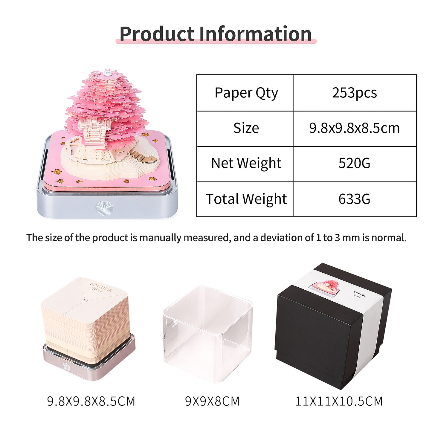 Sakura 2025 Calendar 3D Memo Pad