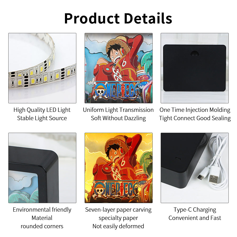 Uchiha Sasuke Naruto Anime Light Box Paper Craving Lamp(Black Shadow Box Frame)