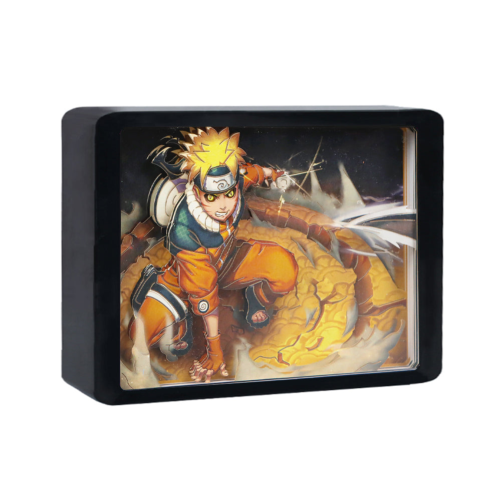 Naruto Uzumaki Anime Light Box Paper Craving Lamp(Black Shadow Box Frame)