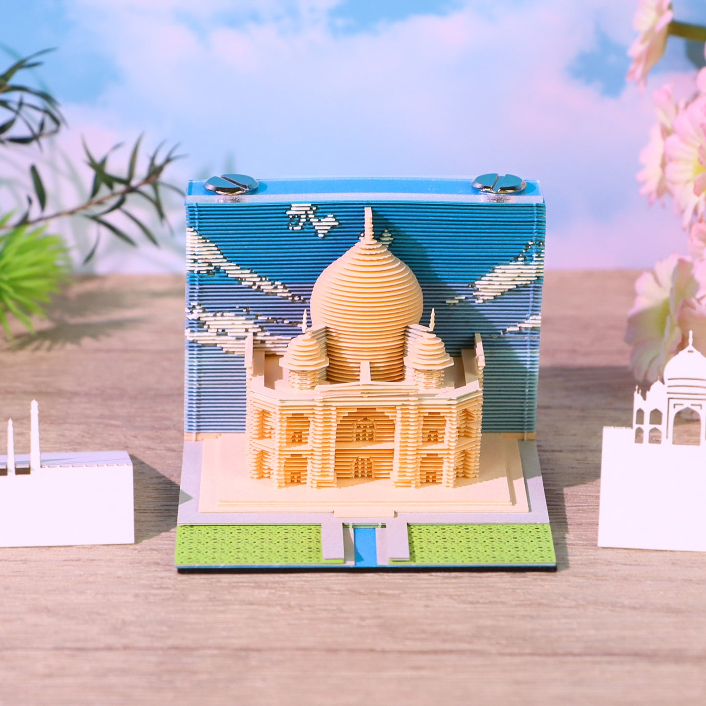 Notre Dame Cathedral,United States Capitol,Santorini and Taj Mahal 3D Miniature Model Hand Torn Memo Pad