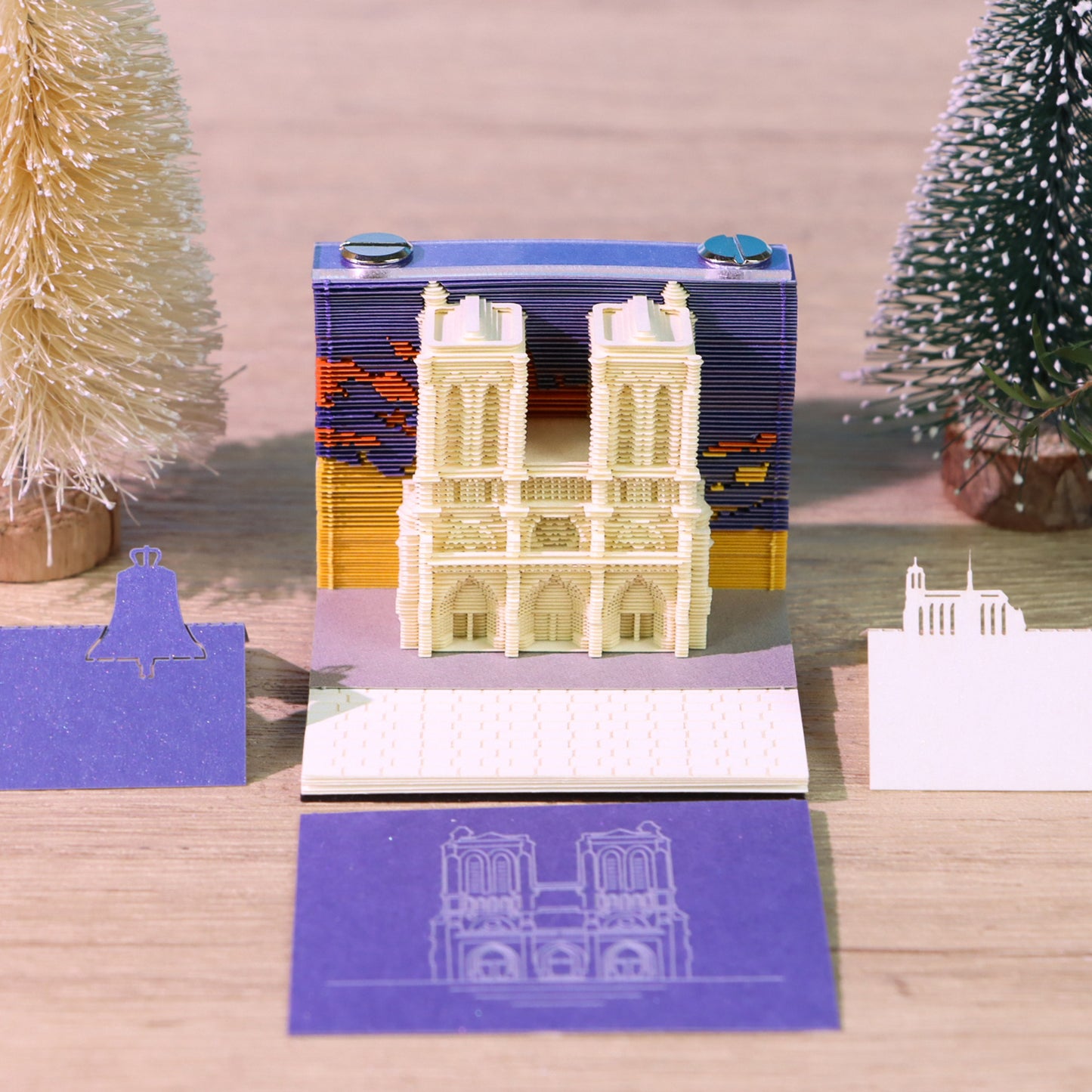 Notre Dame Cathedral,United States Capitol,Santorini and Taj Mahal 3D Miniature Model Hand Torn Memo Pad