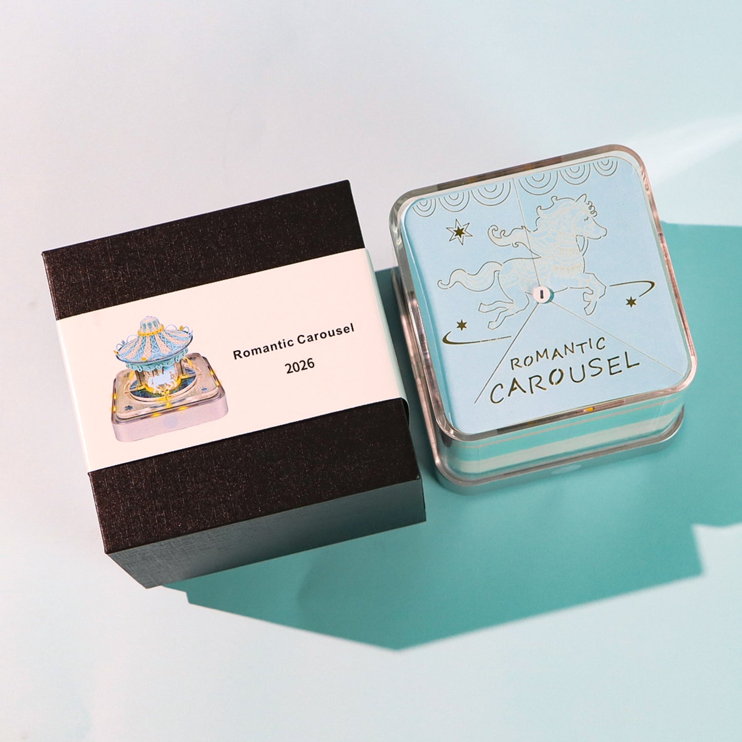 Romantic Carousel 3D Model Hand Torn Memo Pad With Daily Calendar 2026 and Light