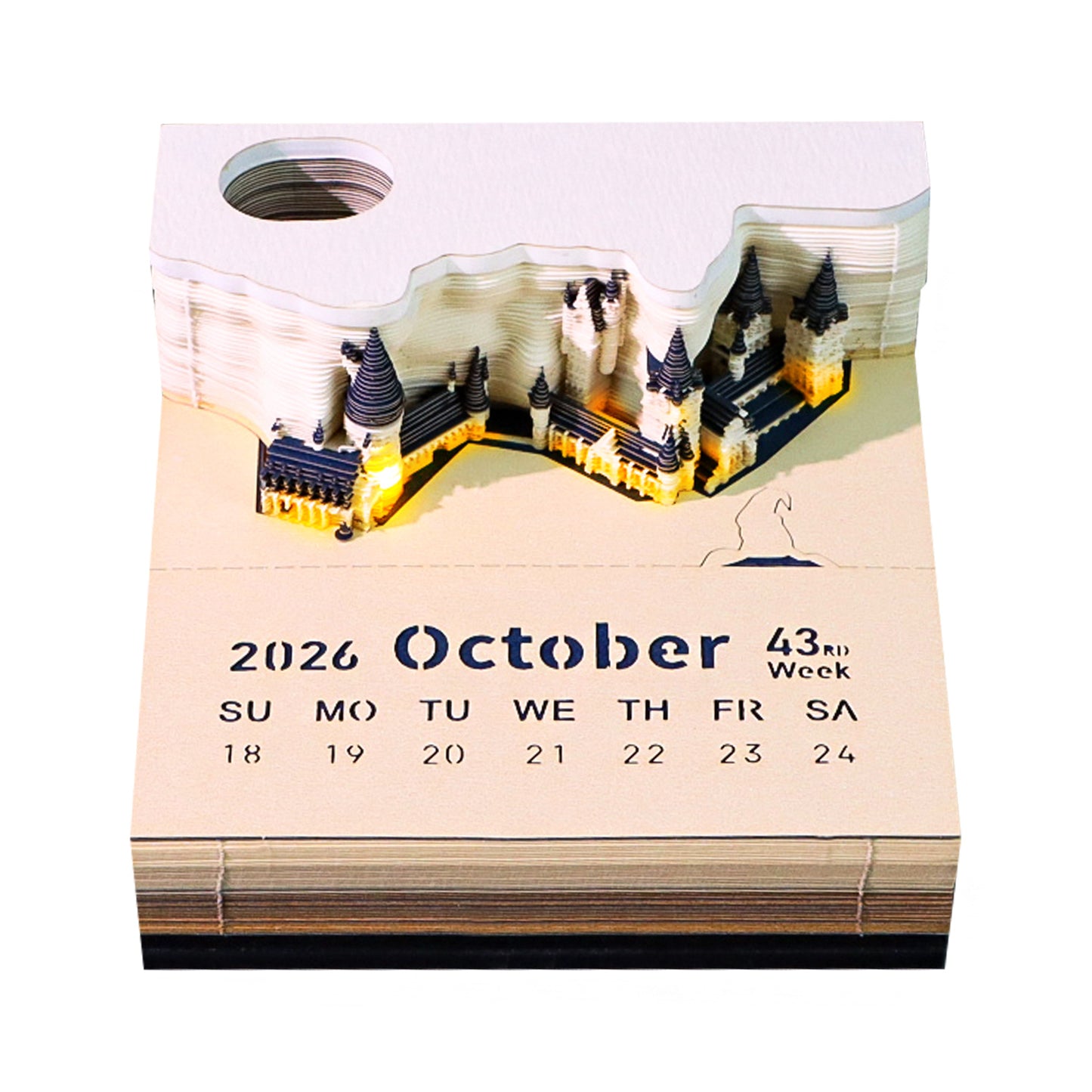 Harry Potter Hogwarts Magic Castle 3D Model Hand Torn Memo Pad With Weekly Calendar 2026