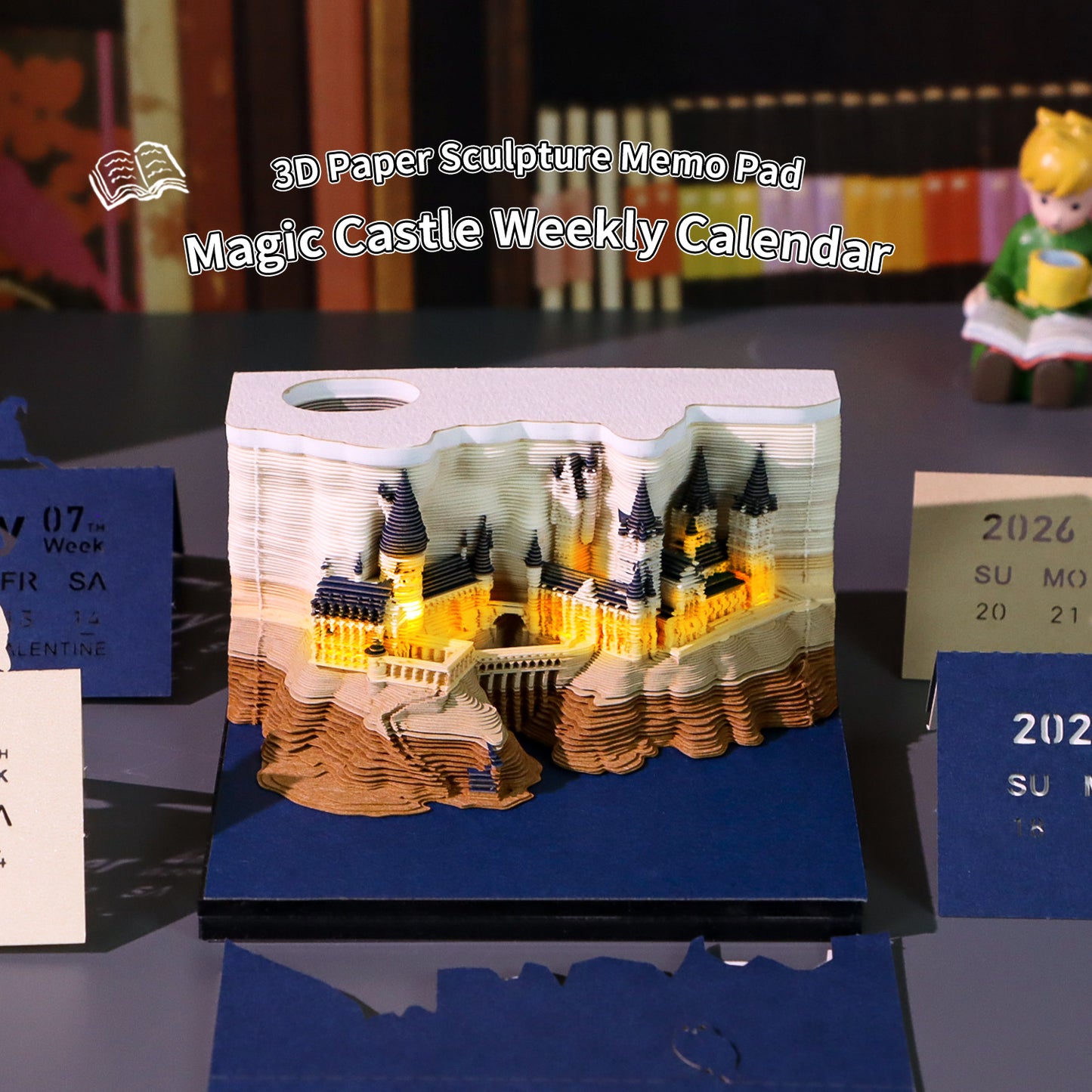 Harry Potter Hogwarts Magic Castle 3D Model Hand Torn Memo Pad With Weekly Calendar 2026