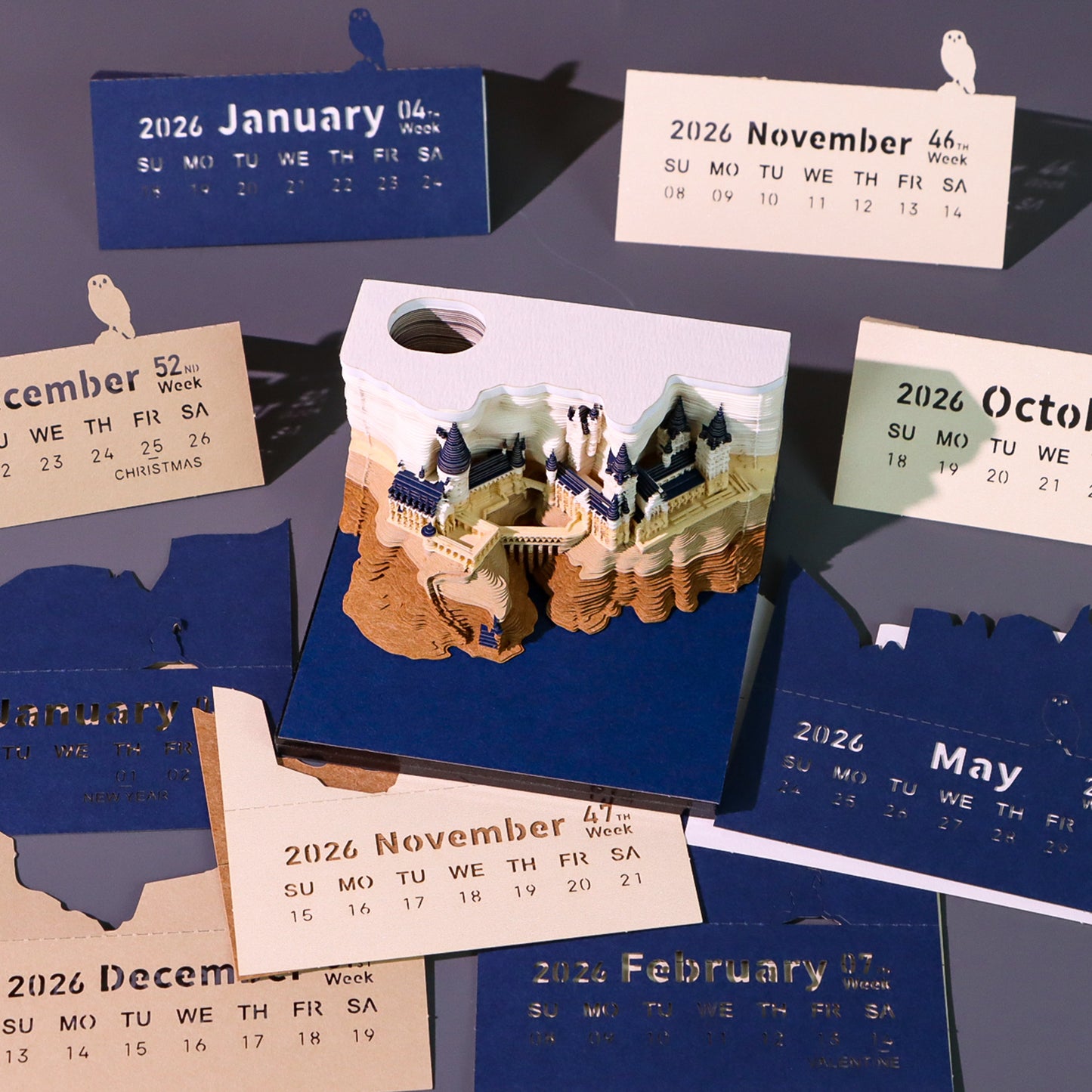 Harry Potter Hogwarts Magic Castle 3D Model Hand Torn Memo Pad With Weekly Calendar 2026