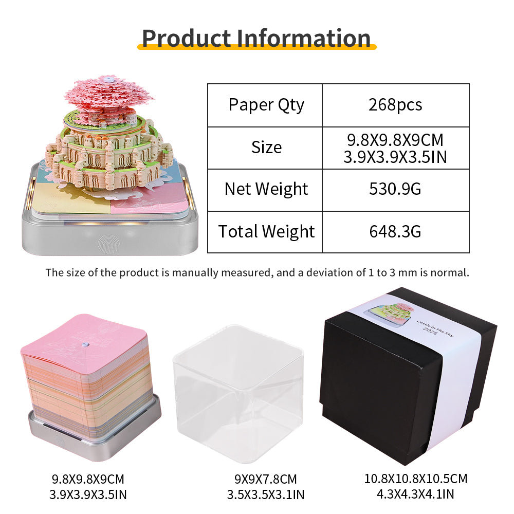 Castle in the Sky Model Hand Torn 3D Memo Pad Panoramic 3D Calendar