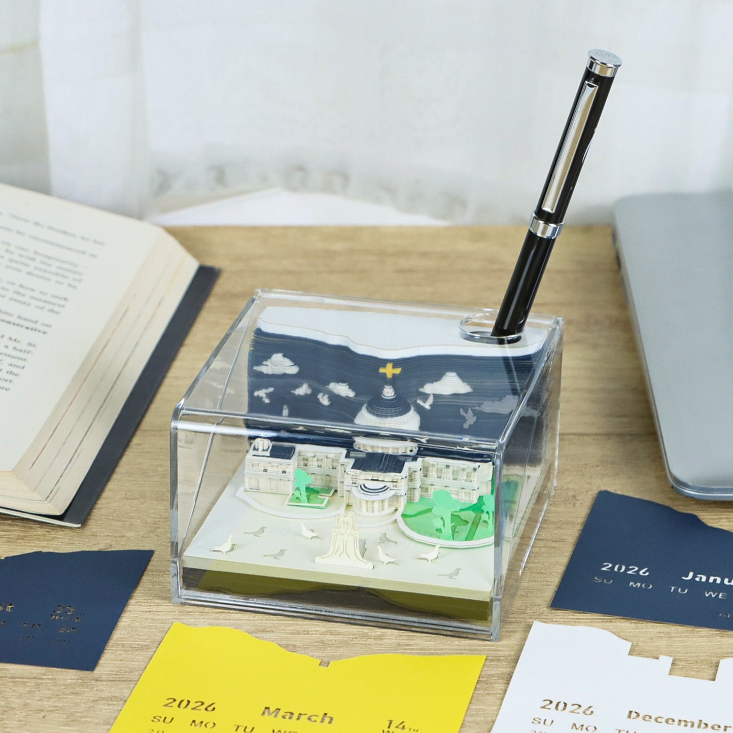 St Paul's Cathedral 3D Model Hand Torn Memo Pad With Weekly Calendar 2026