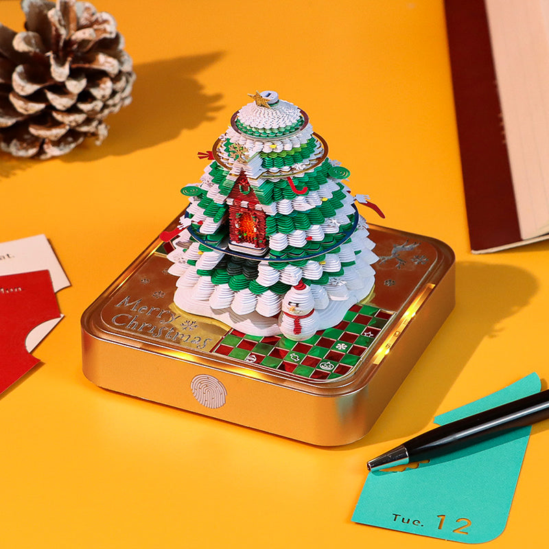 Christmas Tree Model Hidden 3D Calendar (Golden Base)