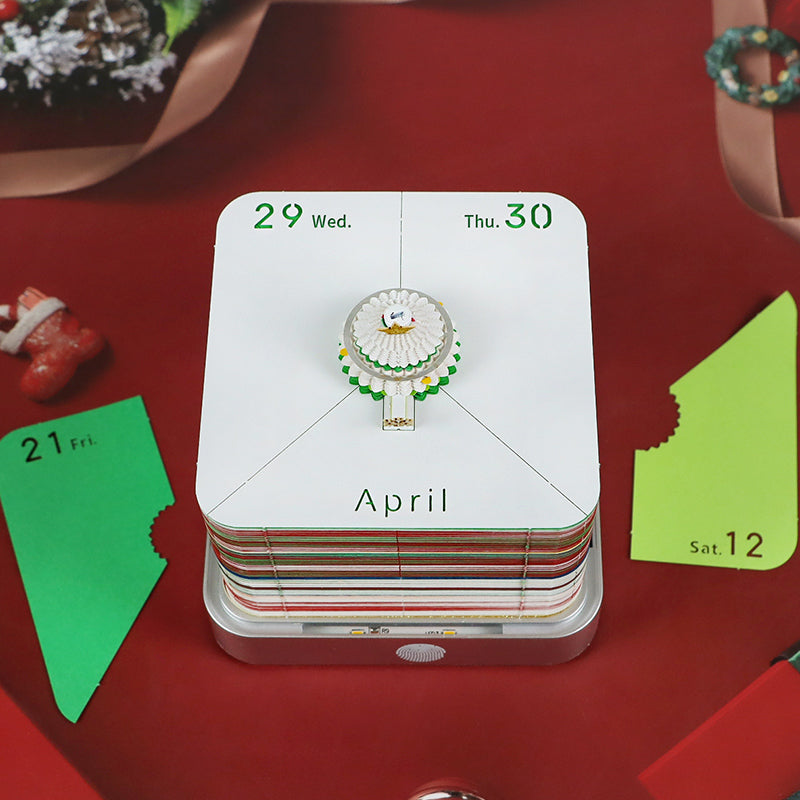Christmas Tree Model Hidden 3D Calendar (Silver Base)